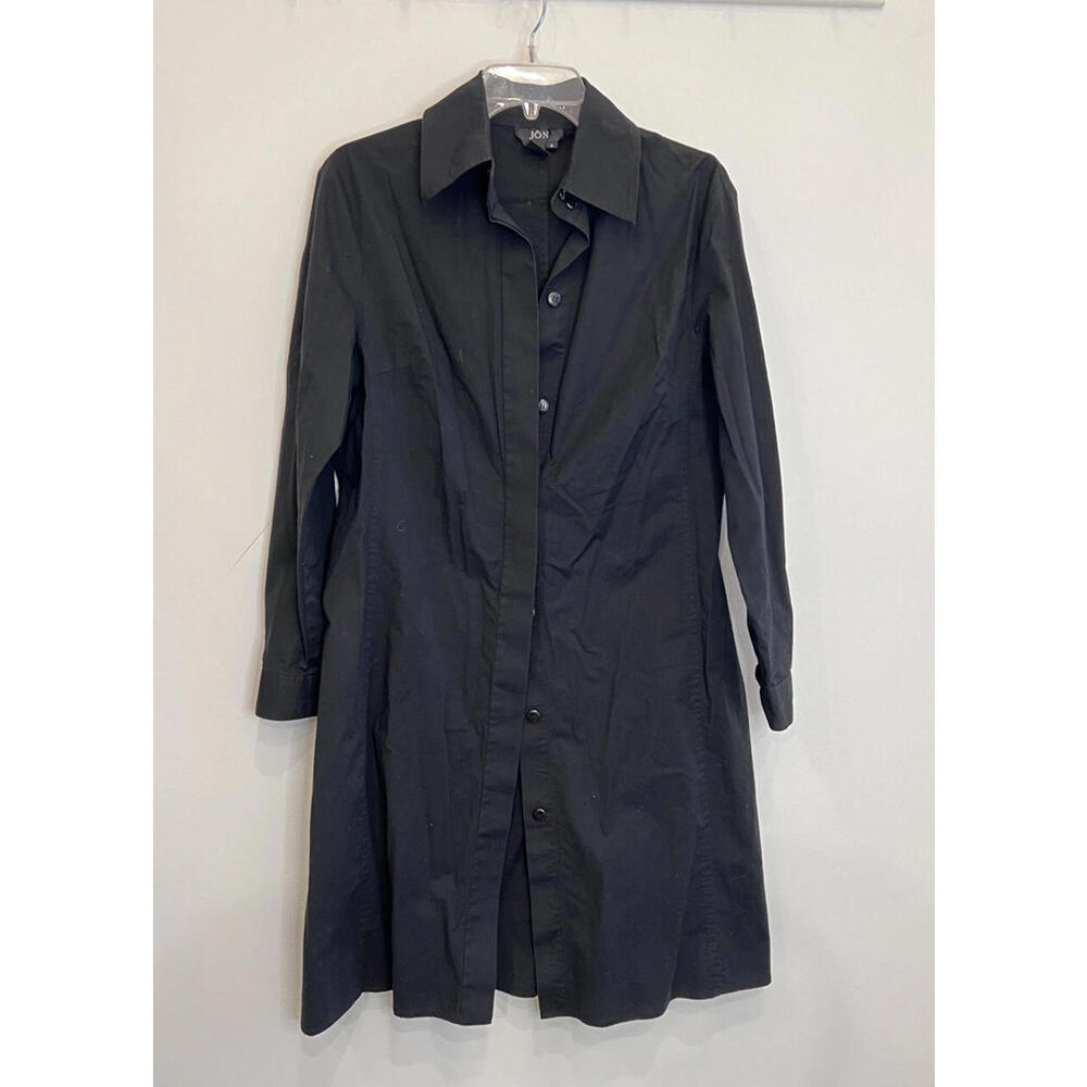 JÔN Women’s Black Stretch Button Up Shirt Dress Long Sleeve Sz 6